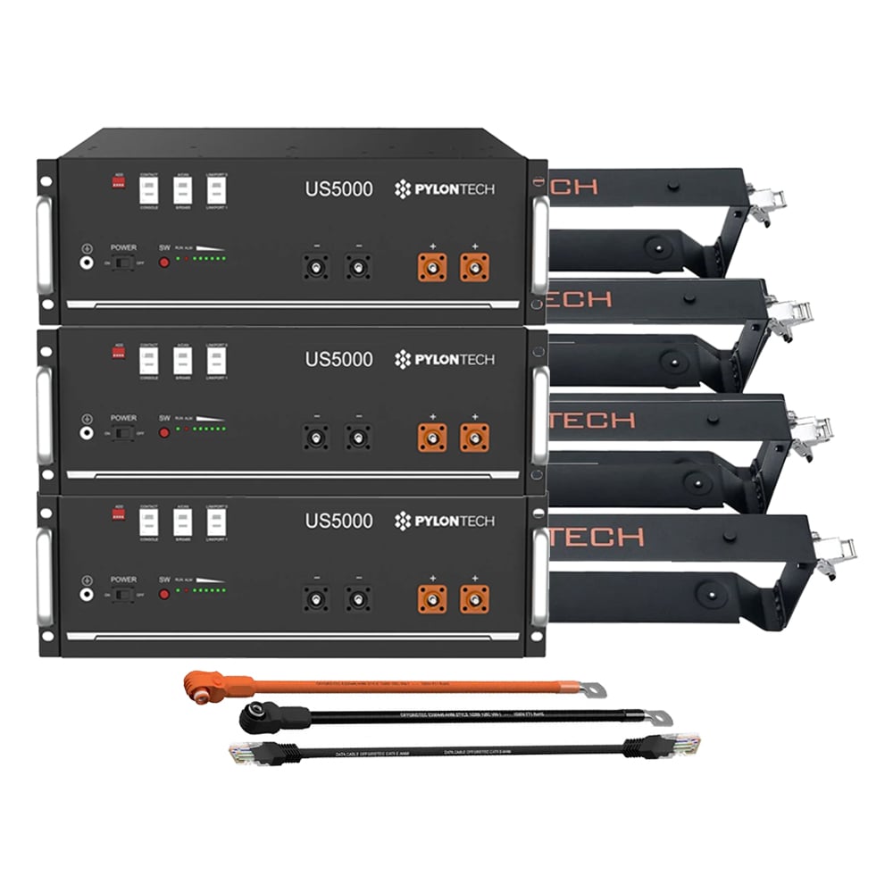 3x Pylontech us5000 LiFePO4 48v + brackets + connection cable 14.4kWh storage package