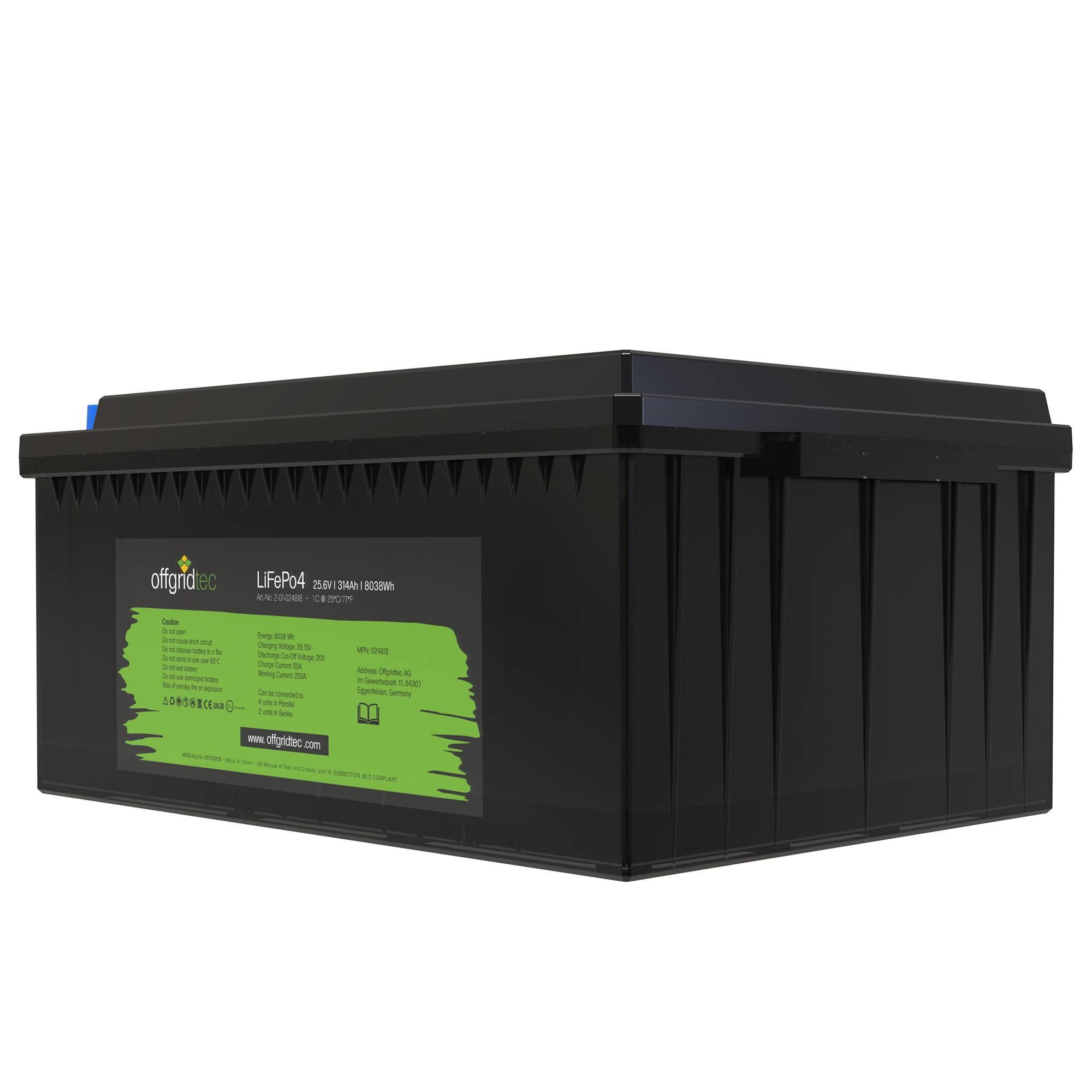 Offgridtec LifePo4 battery 25.6/300 25.6V 314Ah BMS integrated 8038Wh