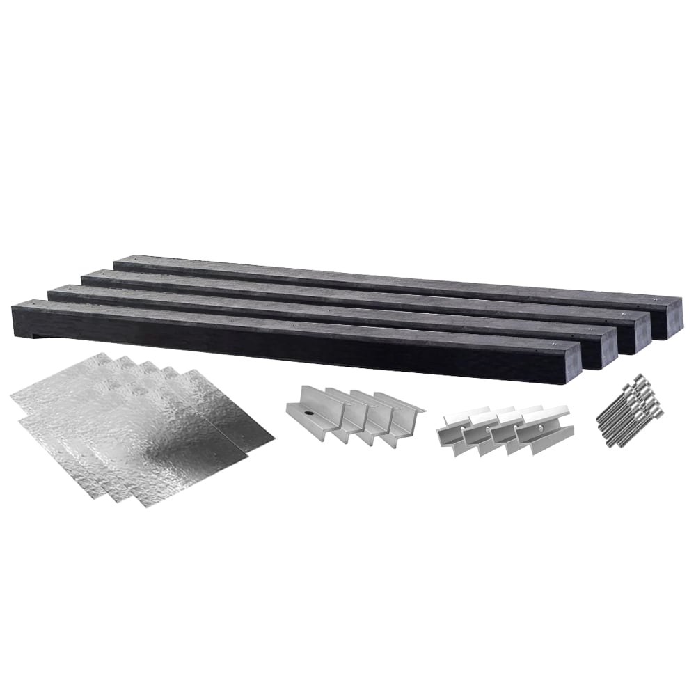 Montageset für 3 Solarmodule mit drei 0° Wattstone Betonsockeln, Schutzmatten, Klemmen und Schrauben