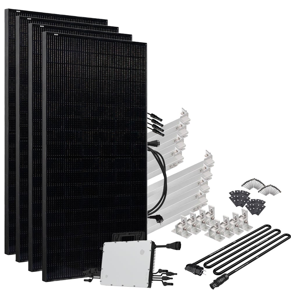 Offgridtec® Solar-Direct 1480W HM-1500 Installation solaire raccordement Schuko - 15m de câble de raccordement - kit de montage sur toit plat