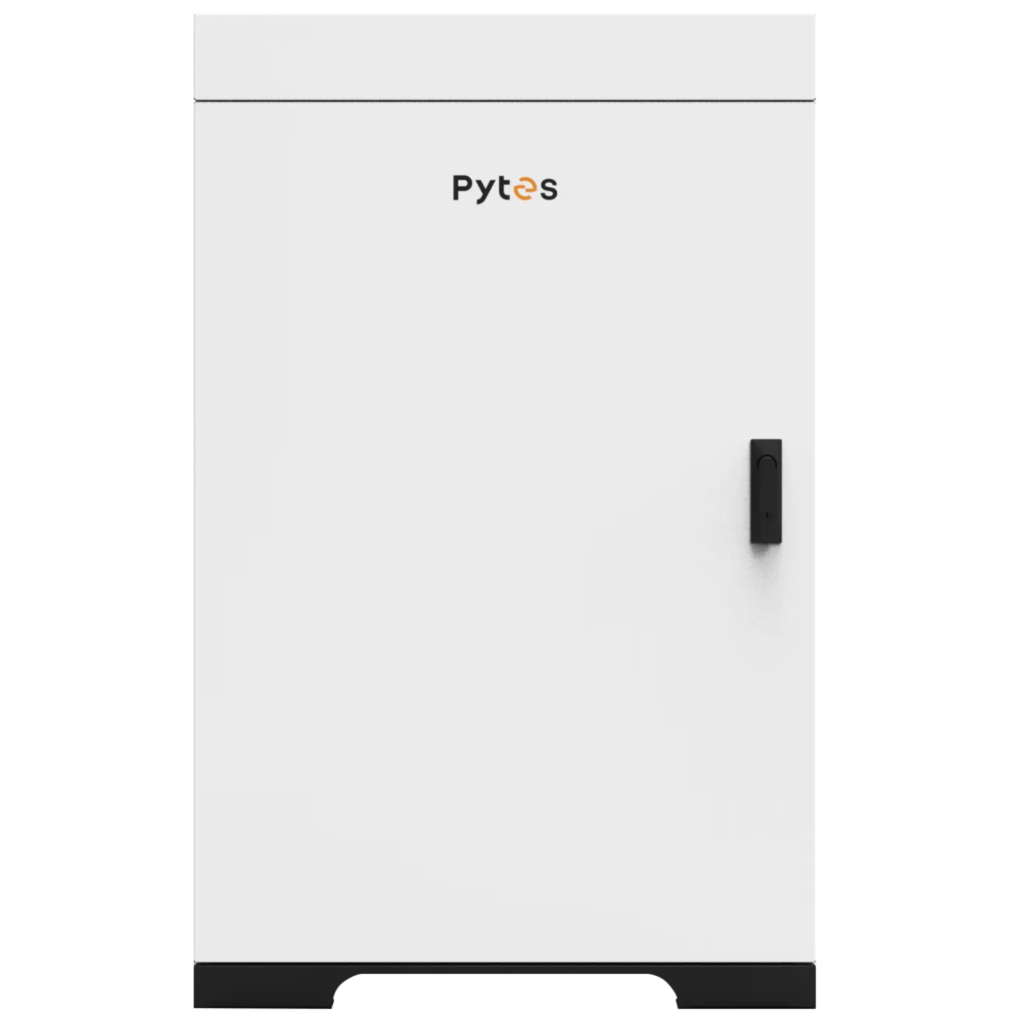 weißer Batterieschrank mit Pytes Logo gerade Frontansicht