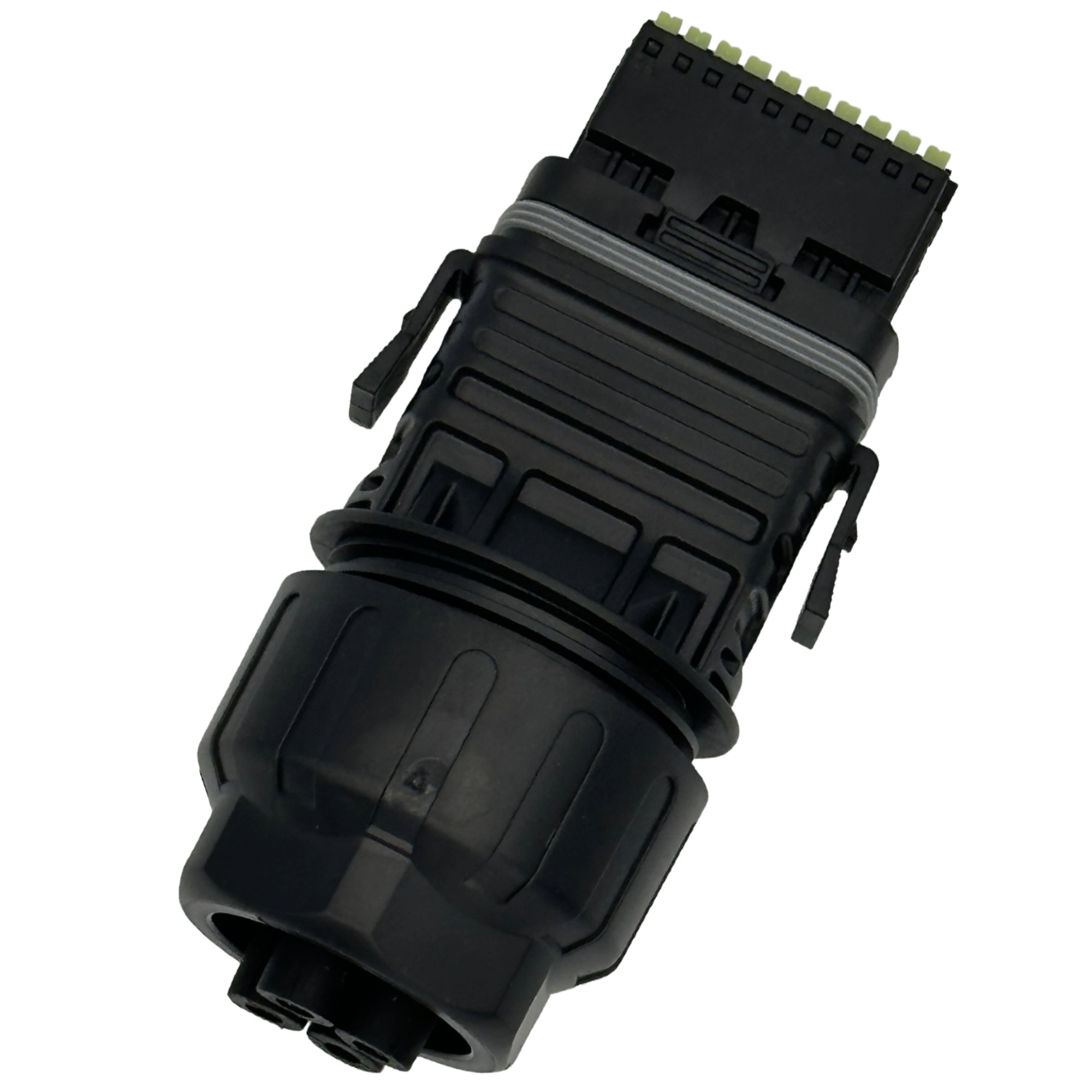 schwarzer Kommunikationsstecker Seitenansicht