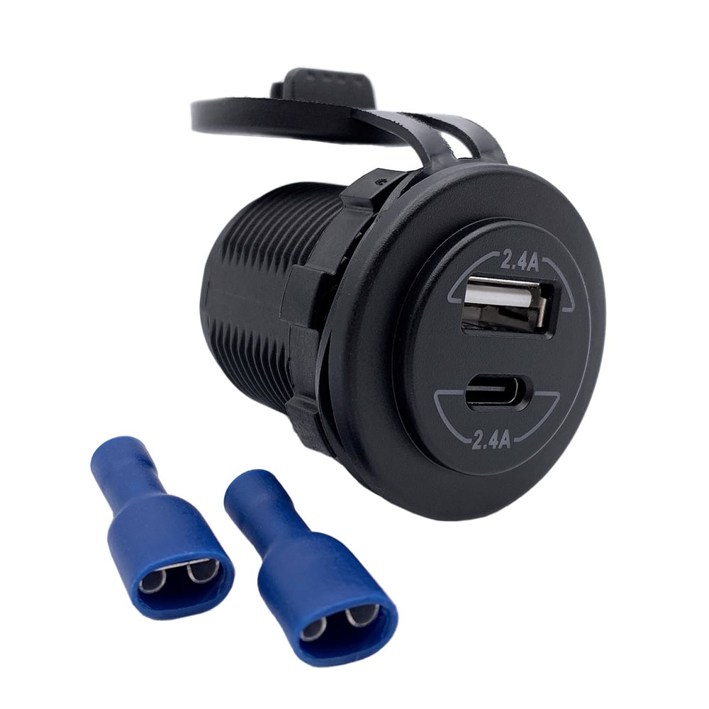 IWH USB Doppel-Einbau-Steckdose 12/24 Volt 21100mA Belastbarkeit Strom  max.=2.0A 12 oder 24 V/DC