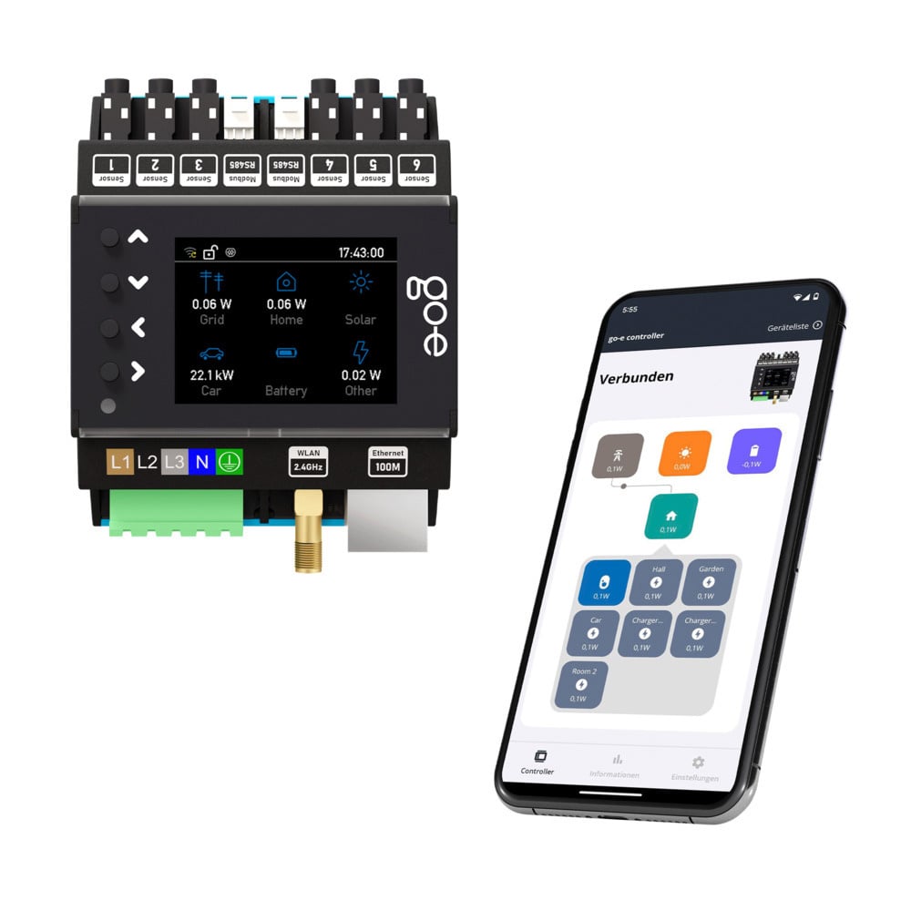 go-e Controller für dynamisches Lastmanagement und PV-Überschuss-Laden Steuerung 1- und 3-phasig