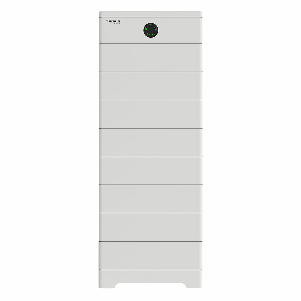 Weißes SolaX TSYS-HS51 Speichersystem mit acht TB-HS51 Hochvolt-Batterien und einem TBMS-S51 BMS