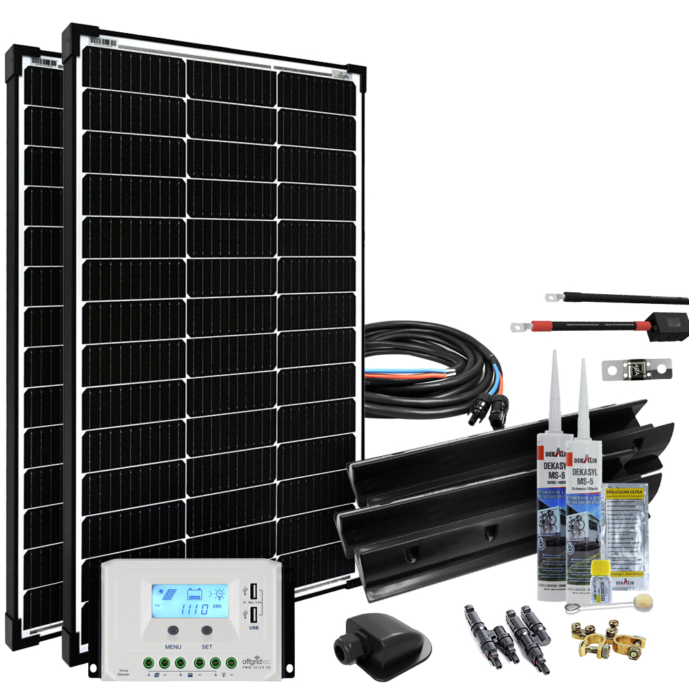 400 Watt Wohnmobil Solaranlage 12 Volt Set in weiß oder schwarz