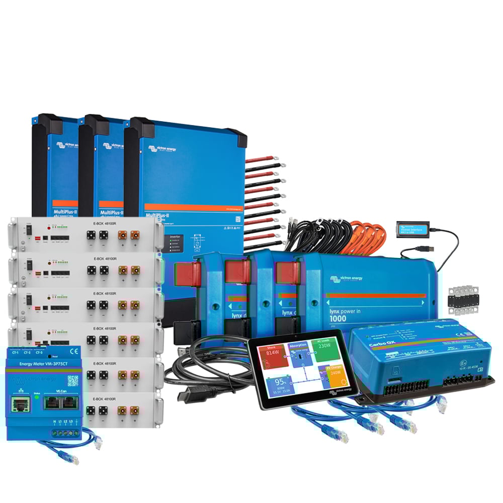 Offgridtec Kit de sauvegarde kit de mise à niveau 30,7kWh avec batterie Pytes 48100r-c Victron MultiPlus-II 48/5000 triphasé avec compteur électrique