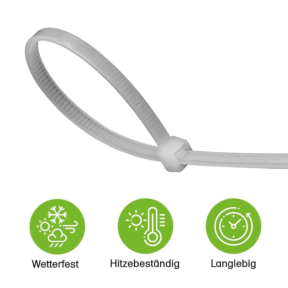 Offgridtec cable ties 400 pcs. white nylon UV-resistant Various lengths 100mm 150mm 200mm 300mm