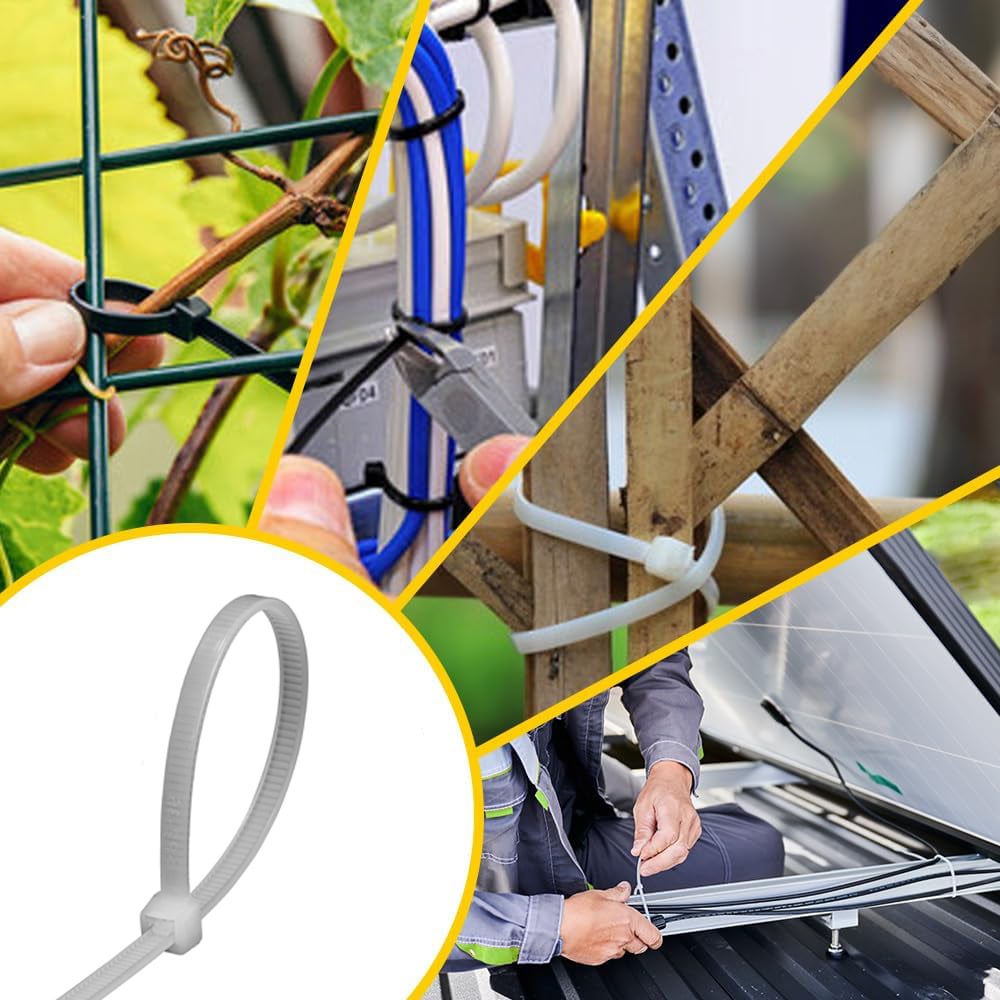 Offgridtec cable ties 400 pcs. white nylon UV-resistant Various lengths 100mm 150mm 200mm 300mm
