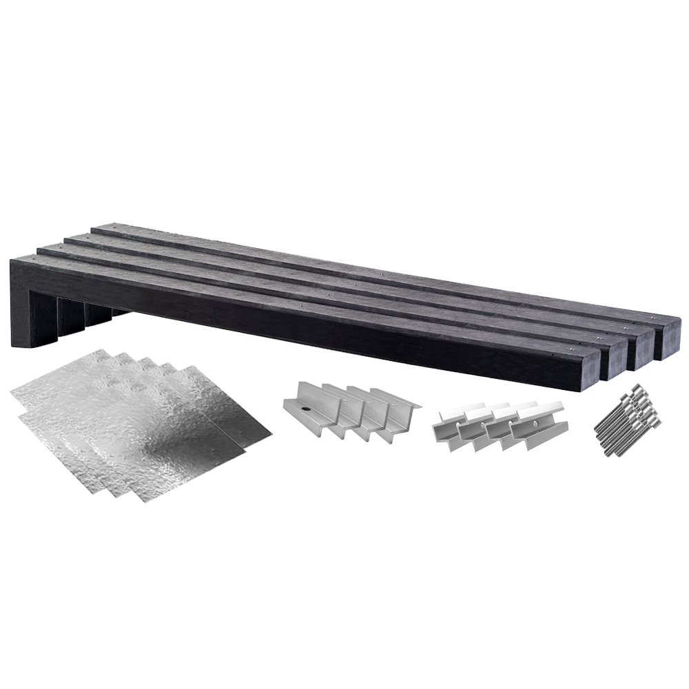 Montageset für 3 Solarmodule mit vier 6° Wattstone Betonsockeln, Schutzmatten, Klemmen und Schrauben