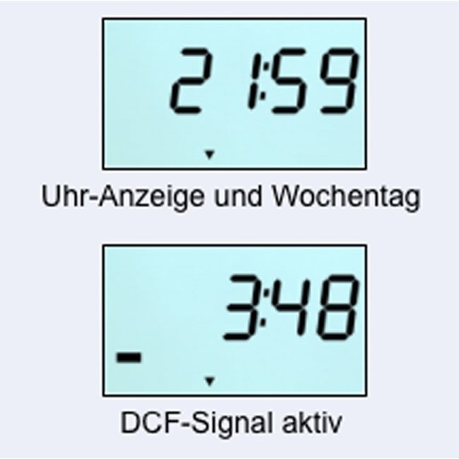 LCD-Thermometer in grau mit verschiedenen Anzeigemöglichkeiten