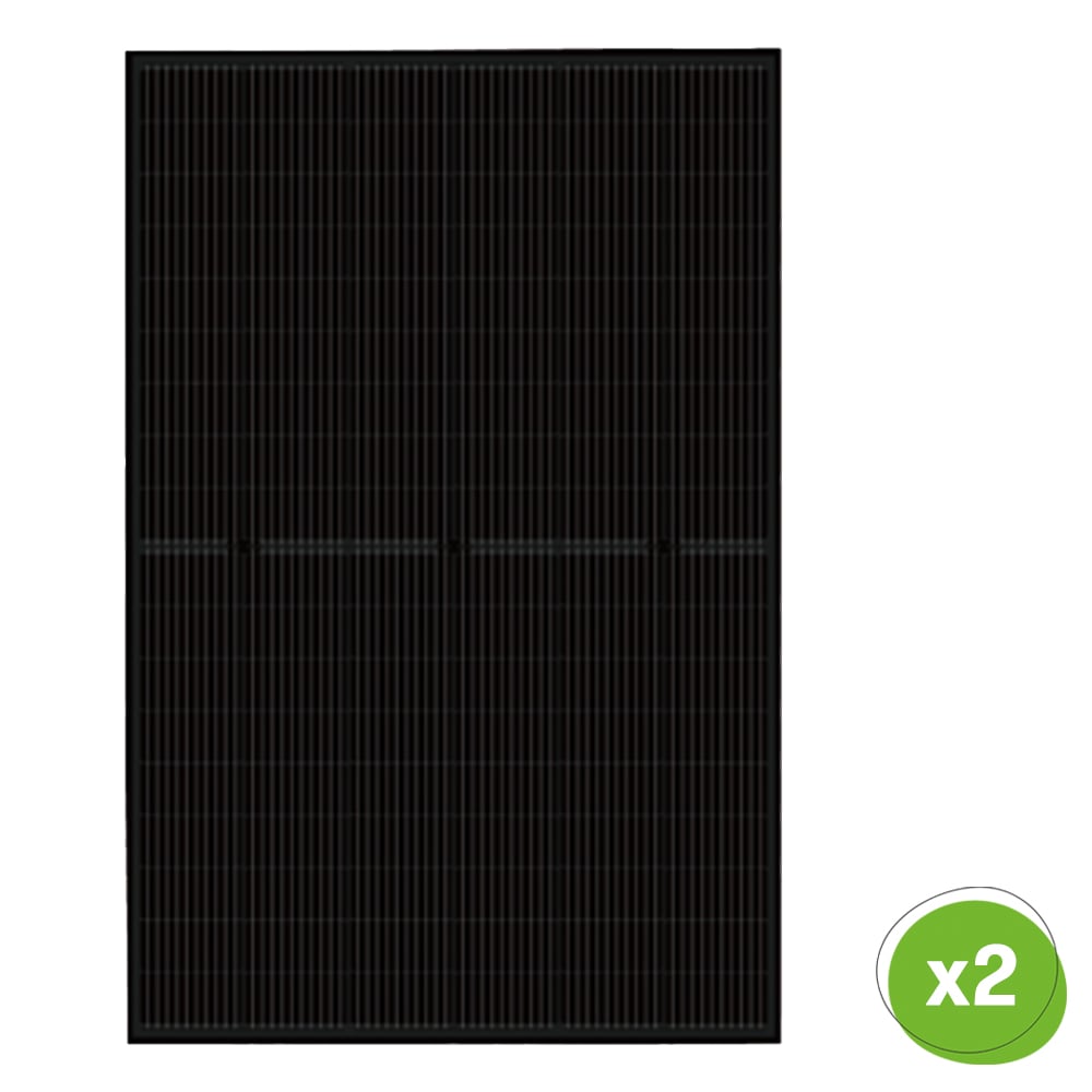 Frontansicht: Luxen 450W Full-Black Solarmodul; unten rechts befindet sich die Mengenangabe "x2"