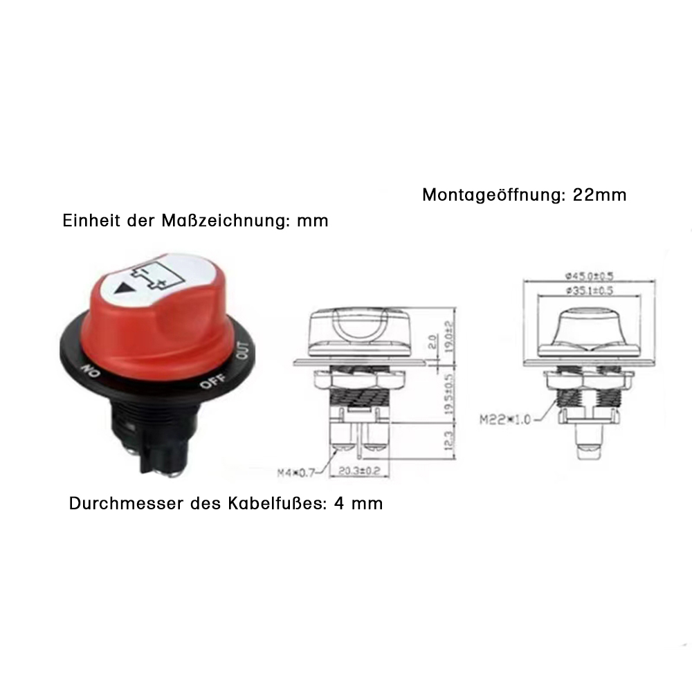 Offgridtec Batterietrennschalter 12V 24V 275A M10 Schraubanschluss