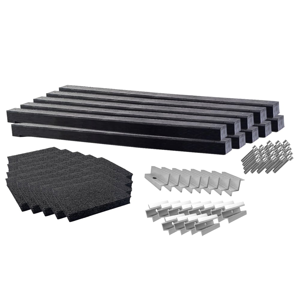 Wattstone Montage PV Est-Ouest sur toit plat pour 8 modules solaires 0° Socle en béton Tapis de protection des constructions noir