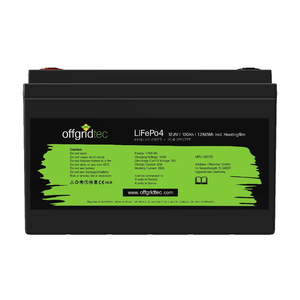 Offgridtec LifePo4 Akku 12/100 12,8V 100Ah mit BMS und Heizmatte 1280Wh