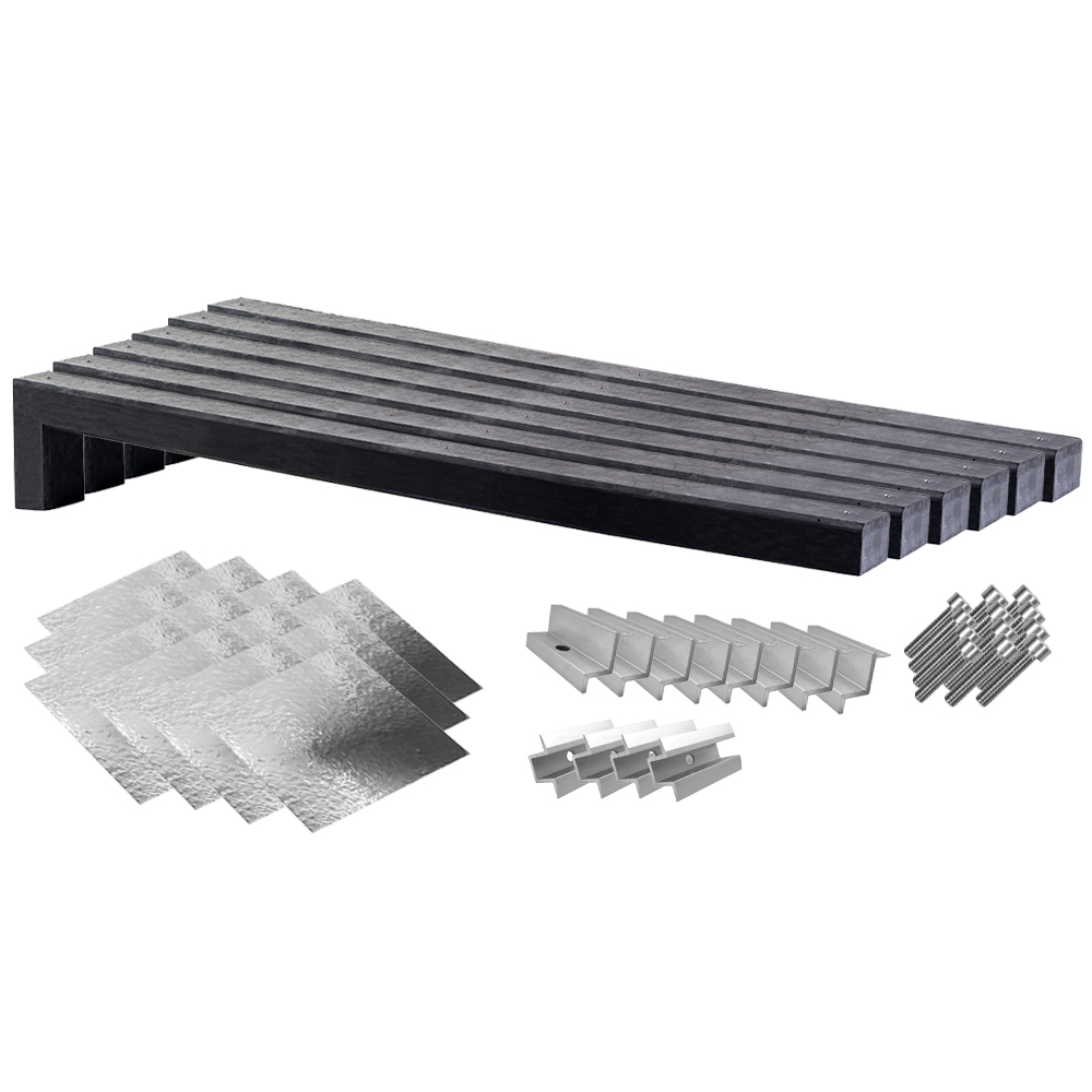 Wattstone Montage PV est-ouest Toit plat pour 4 modules solaires 6° Socle en béton Natte de protection des constructions doublée d'aluminium