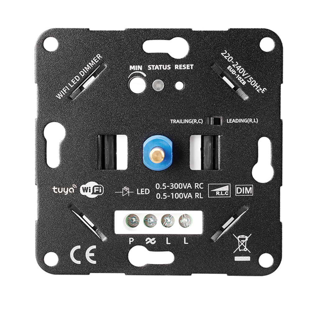 Smart LED dimmer 0.5–100W switch with Tuya, rotary dimmer flush-mounted dimming switch for dimmable LED/halogen 0.5–300W, dimmer for LED lamps, LED dimmer 230V, white