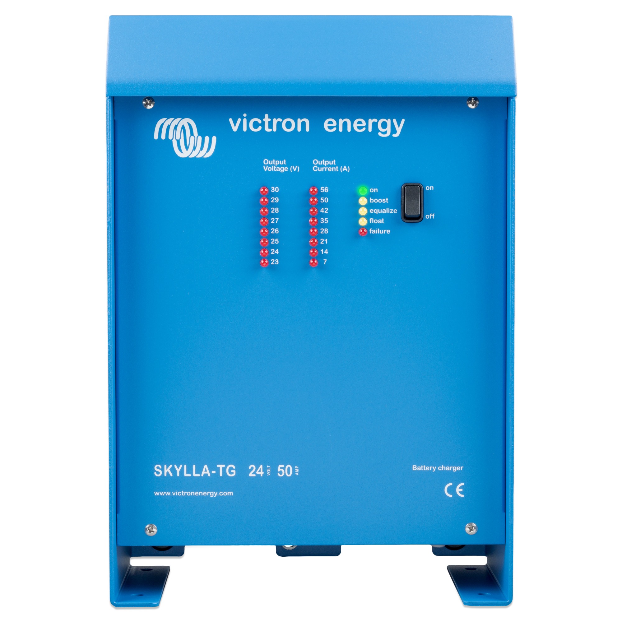 blaues Victron Batterieladegerät Skylla-TG 24/50 Frontalansicht