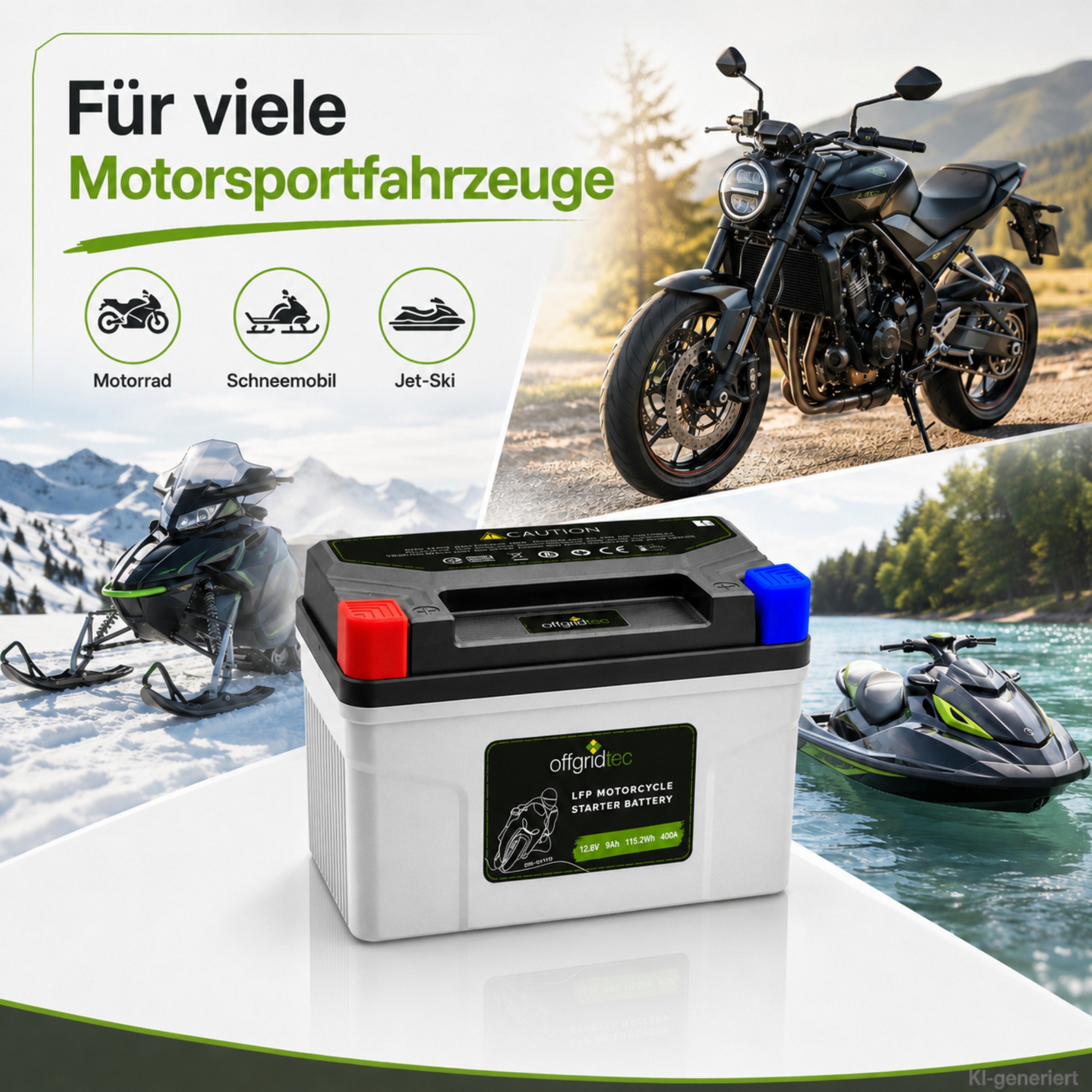 graue Motorradbatterie - für viele Motorsportfahrzeuge