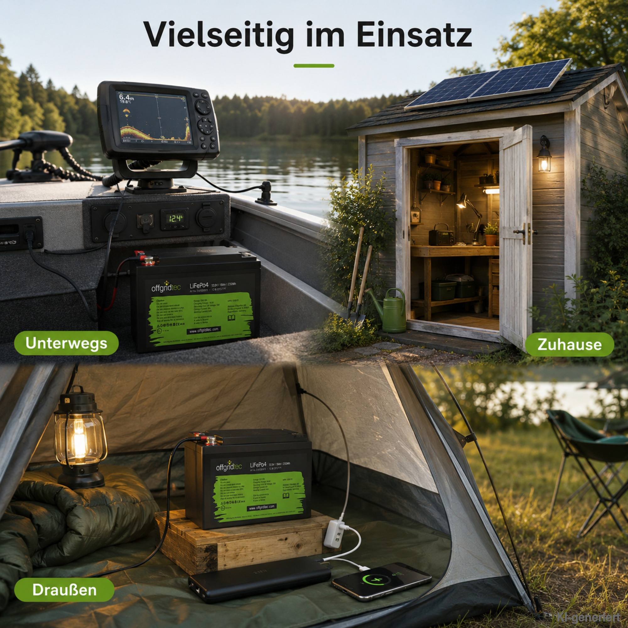 schwarze Offgridtec LiFePO4 Batterie 12V 18Ah Anwendungsbereiche