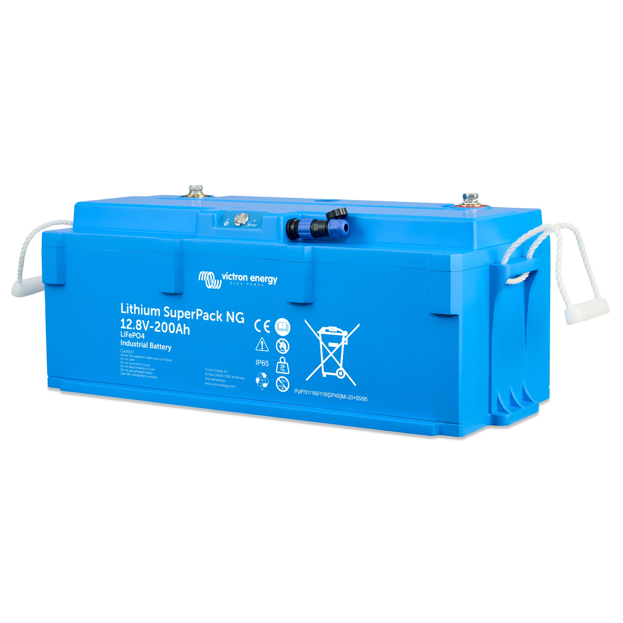 blauer Victron Lithium SuperPack NG 12V 200Ah Schrägansicht Front rechts