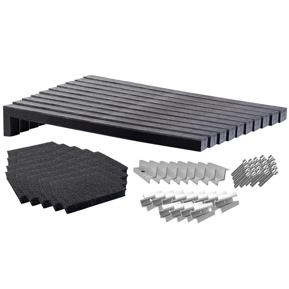 Wattstone Montage PV est-ouest sur toit plat pour 8 modules solaires 6° Socle en béton noir Tapis de protection des constructions