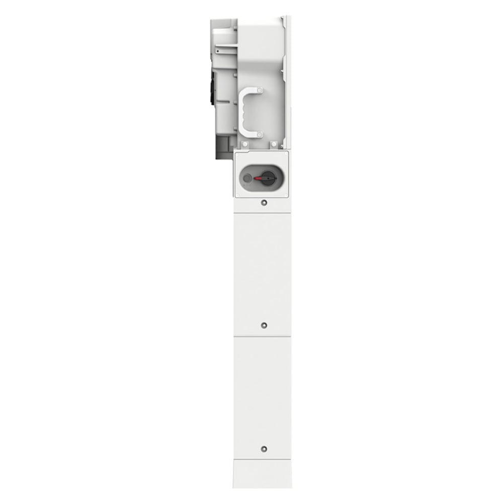 Seitenansicht links: weißen Solax X1-IES Speichersystems mit Wechselrichter, 2 Batterien und BMS Seitenansicht links: weißen Solax X3-IES Speichersystems mit Wechselrichter, 2 Batterien und BMS