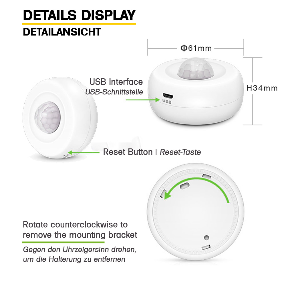 Offgridtec Smart WiFi Motion Sensor PIR01 – Tuya Smart Life, App Control