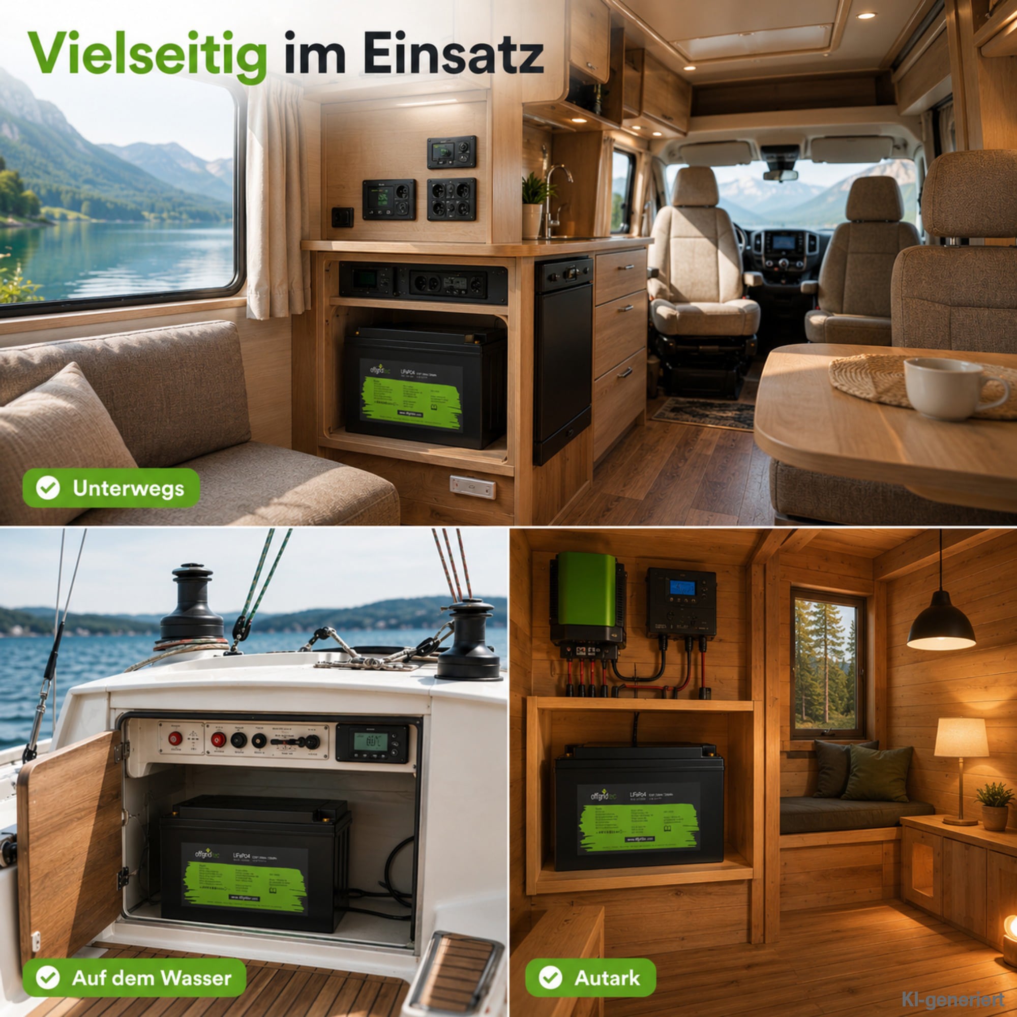 schwarze Offgridtec LiFePO4 Batterie 12V 200Ah Anwendungsgebiete
