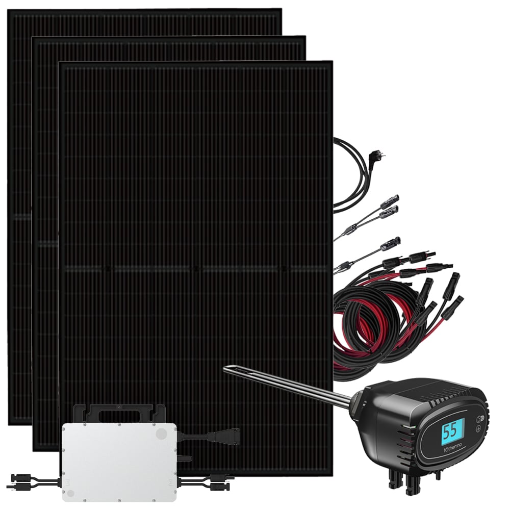 Offgridtec solar system 1350W with 1kW Fothermo solar heating rod incl. Hoymiles HMS-800W-2T inverter