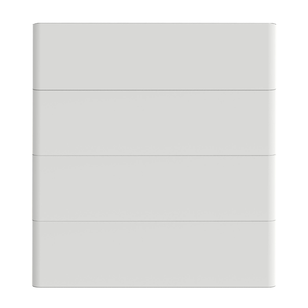 Weißes T-BAT Hochvolt-Batteriesystem mit 3 TP-HS36 Hochvoltbatterien und einem TBMS-MCS0800E BMS