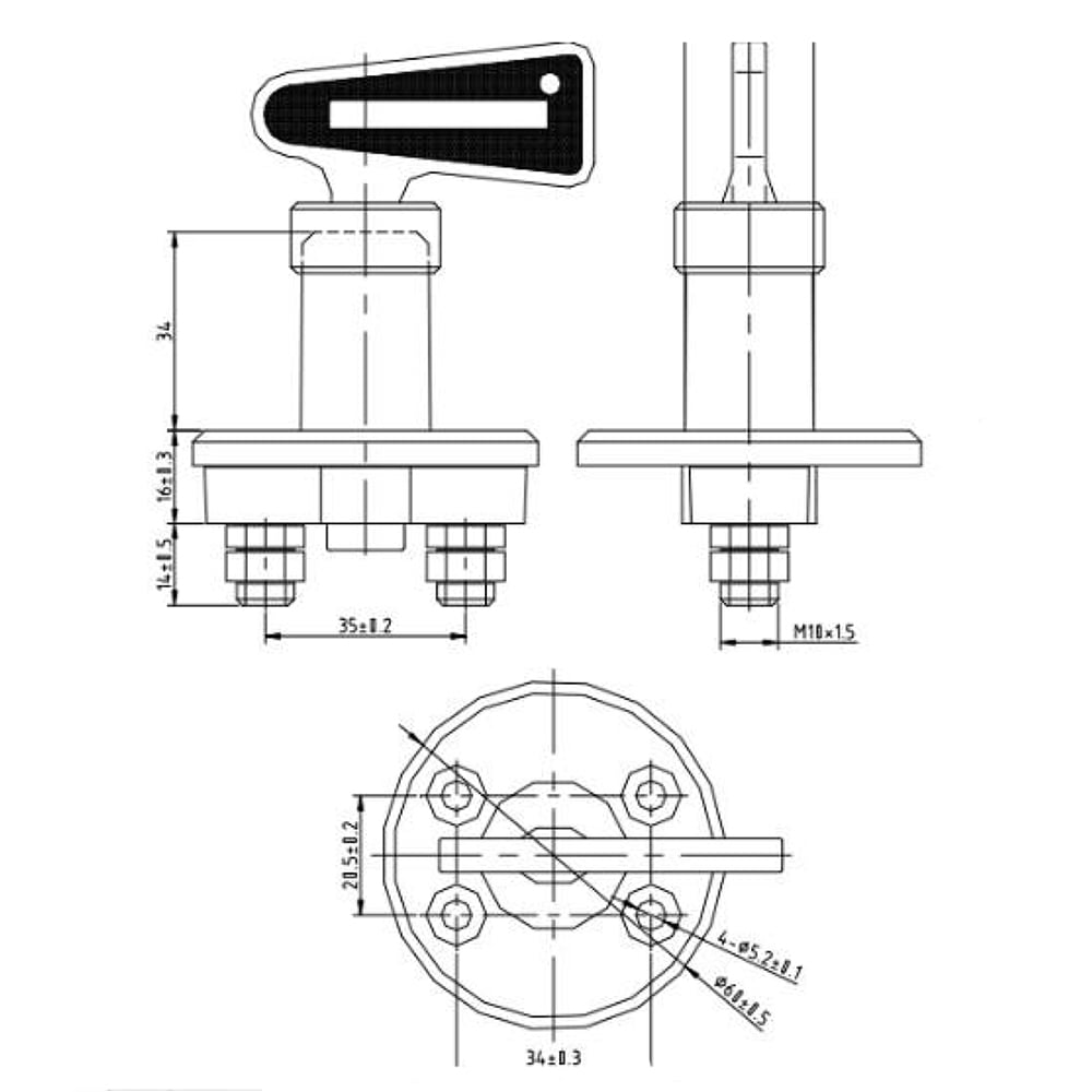 Batterie-Trennschalter 12V 24V Hauptschalter Minus Front-Poladapter M8