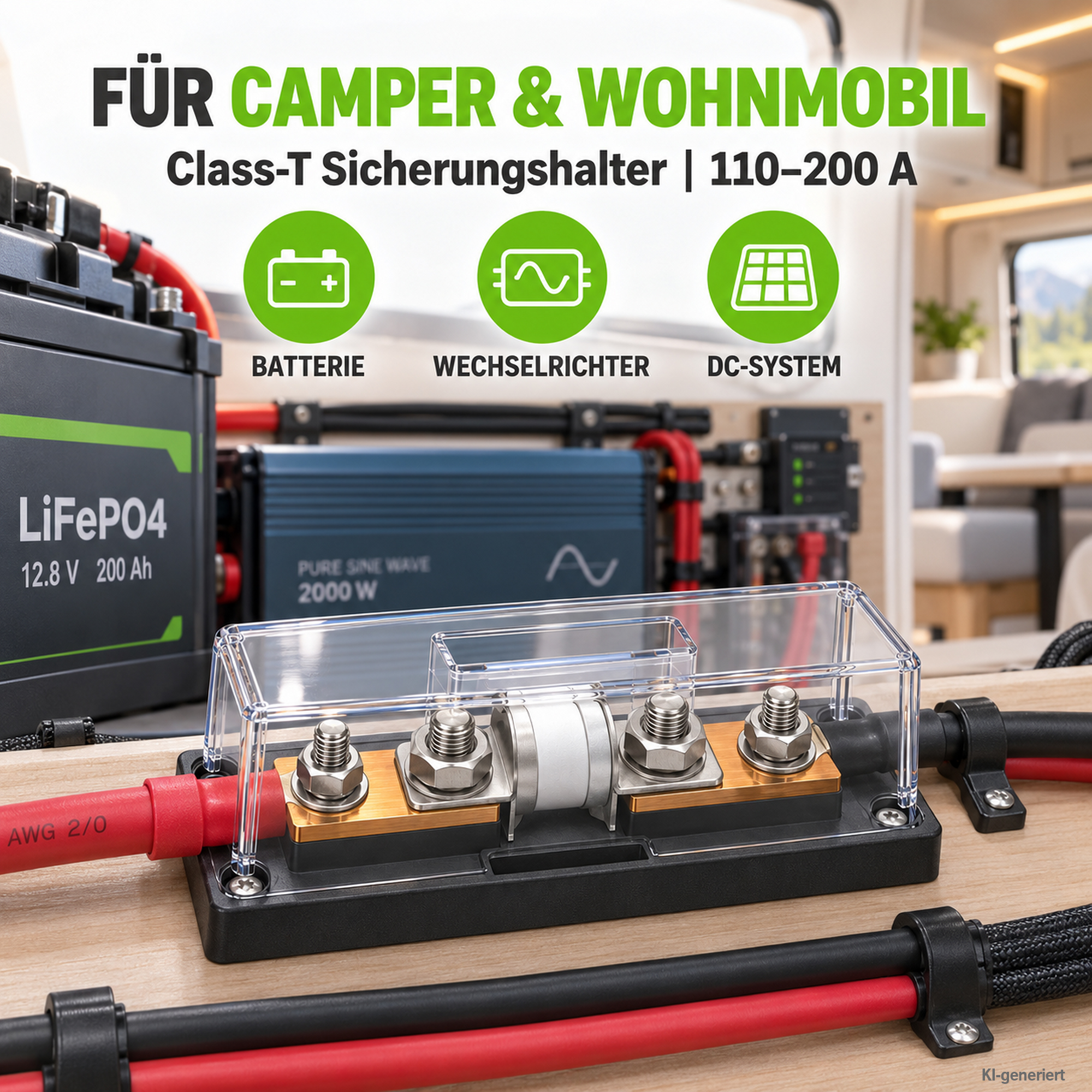 Class-T Sicherungshalter bis 200A im Camper und Wohnmobil