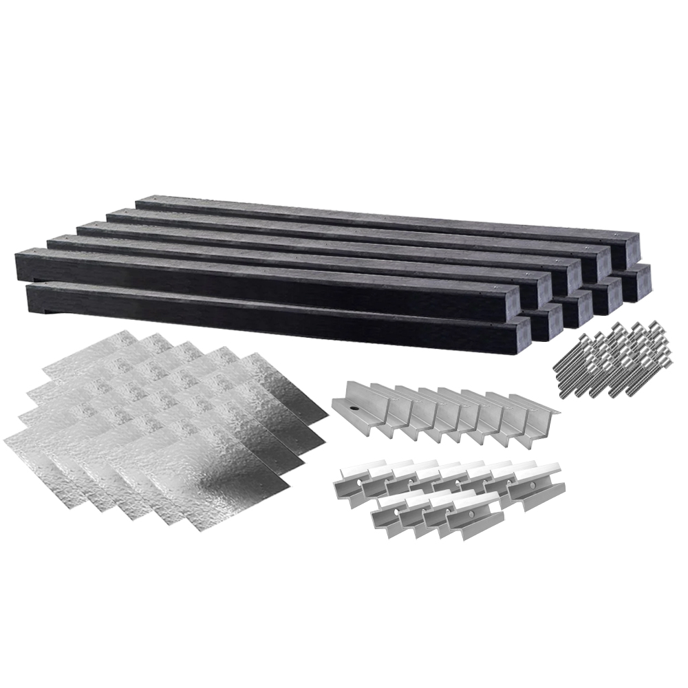 Wattstone Montage PV est-ouest sur toit plat pour 8 modules solaires 0° Socle en béton Natte de protection des constructions doublée d'aluminium
