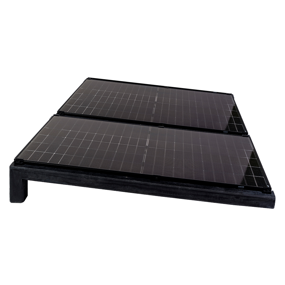 Wattstone Montage PV est-ouest sur toit plat pour 2 modules solaires 6° Socle en béton noir Tapis de protection des constructions