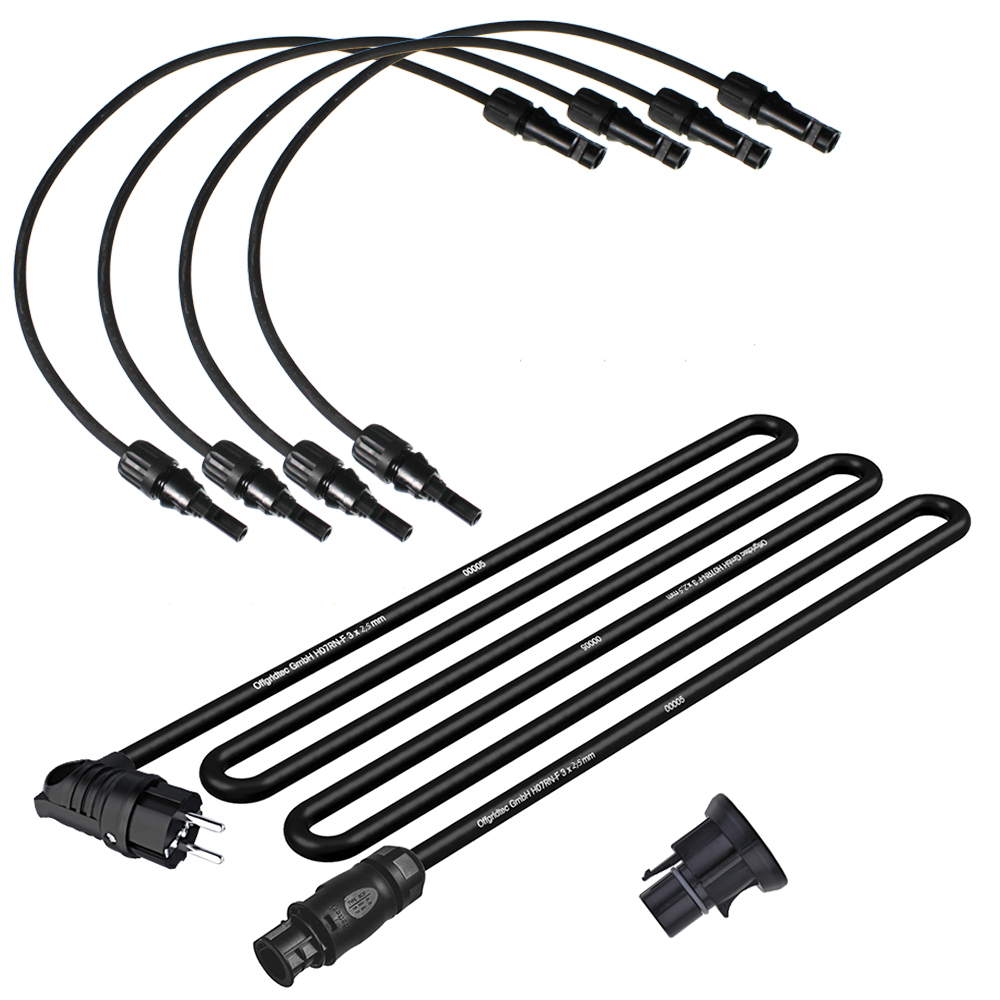 Offgridtec® Solar-Direct 1480W HM-1500 Installation solaire raccordement Schuko - 15m de câble de raccordement - kit de montage balustrade de balcon