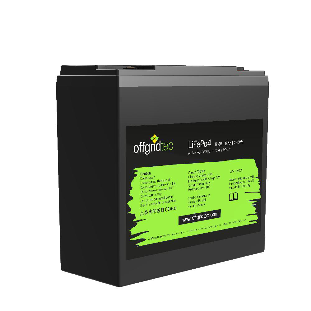 Offgridtec LifePo4 Akku 12/18 12,8V 18Ah BMS integriert 224Wh