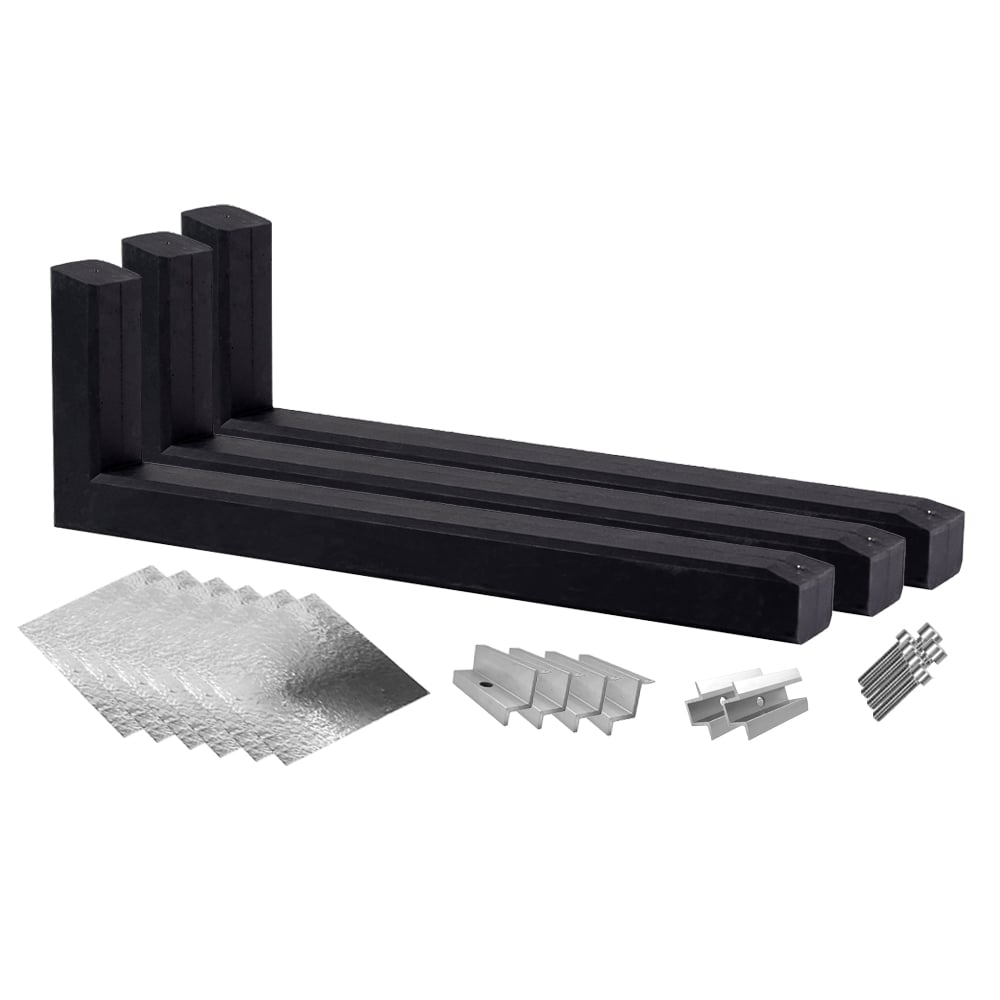 Montageset für 2 Solarmodule mit drei 15° Wattstone Betonsockeln, Schutzmatten, Klemmen und Schrauben
