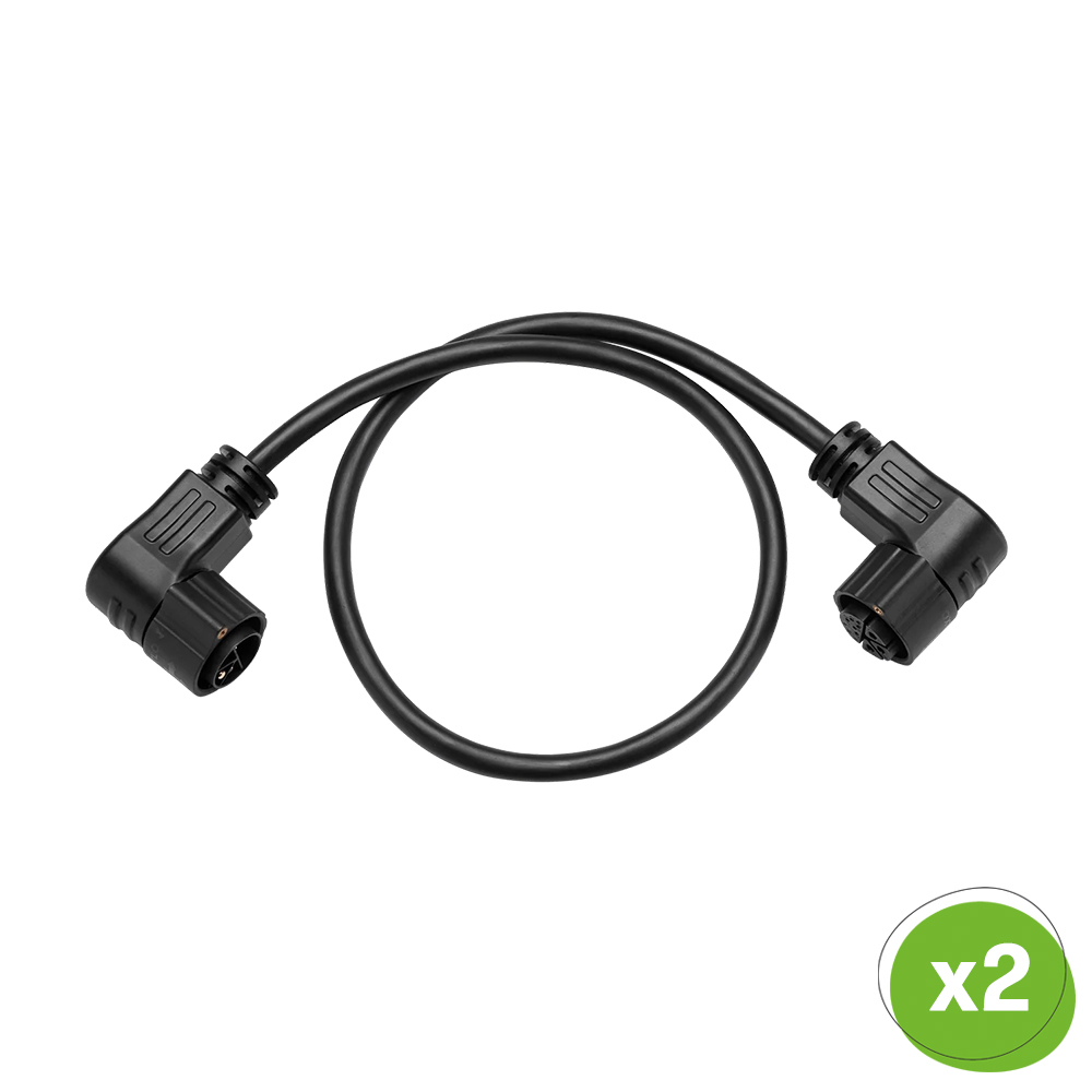 Draufsicht: Schwarzes, 55cm EcoFlow STREAM Parallelverbindungskabel für STREAM Pro, Ultra oder AC Pro, Mengenangabe "x2"