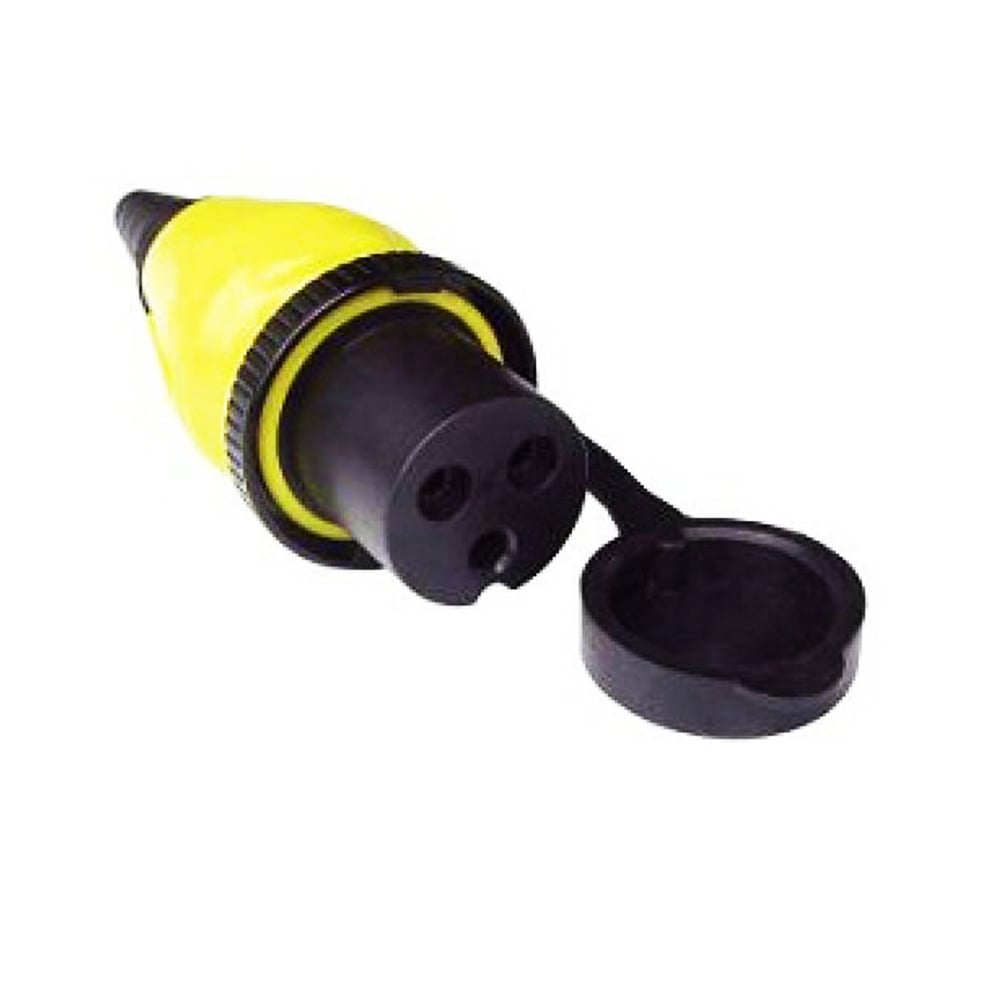 Gelb-schwarze Victron Kupplungsdose 16A/230V (2p/3w) für Einbaugerätestecker mit schwarzer Abdeckung