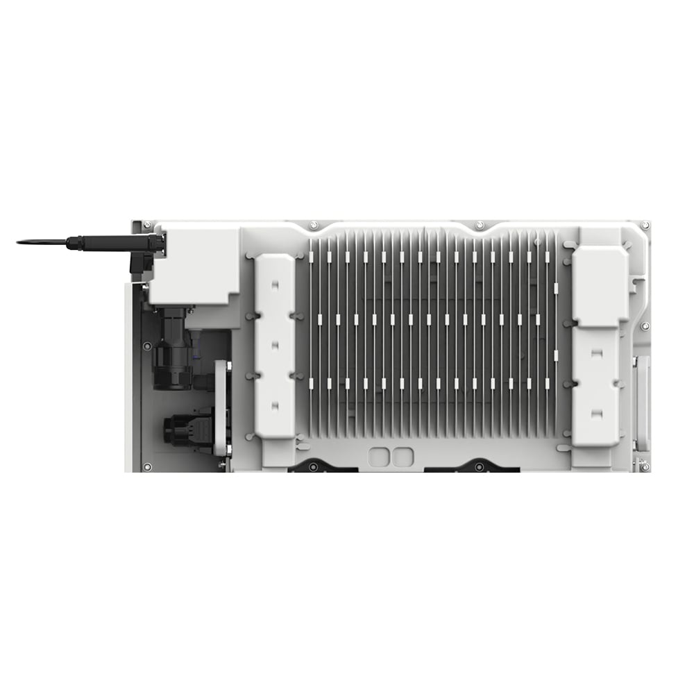 Rückansicht des weißen Solax X1-IES-3K Inverter: Lüftungsgitter Rückansicht des weißen Solax X1-IES-5K AFCI Inverter: Lüftungsgitter