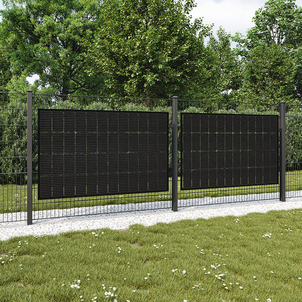 Wattstone fence PV mounting package for 2x PV module - With mounting aid and T-bracket black