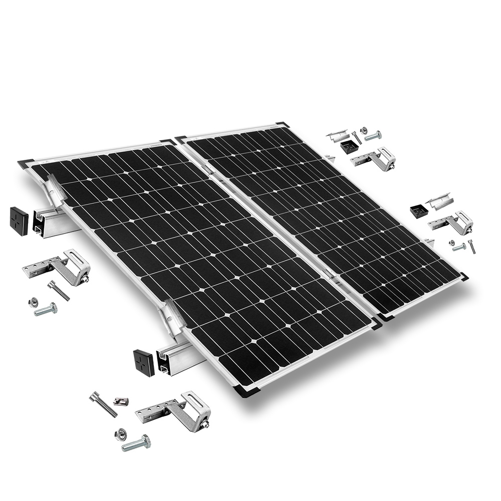 Befestigungs-Set für 2 Solarmodule - für Dachziegel für Solarmodule mit 40mm Rahmenhöhe