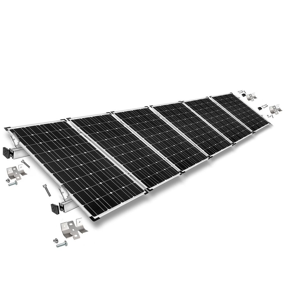 Befestigungskit in silber für drei Solarmodule mit 40mm Rahmenhöhe