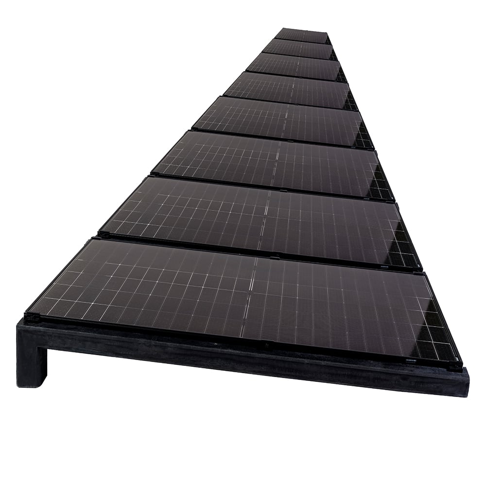 Wattstone Montage PV est-ouest sur toit plat pour 8 modules solaires 6° Socle en béton noir Tapis de protection des constructions