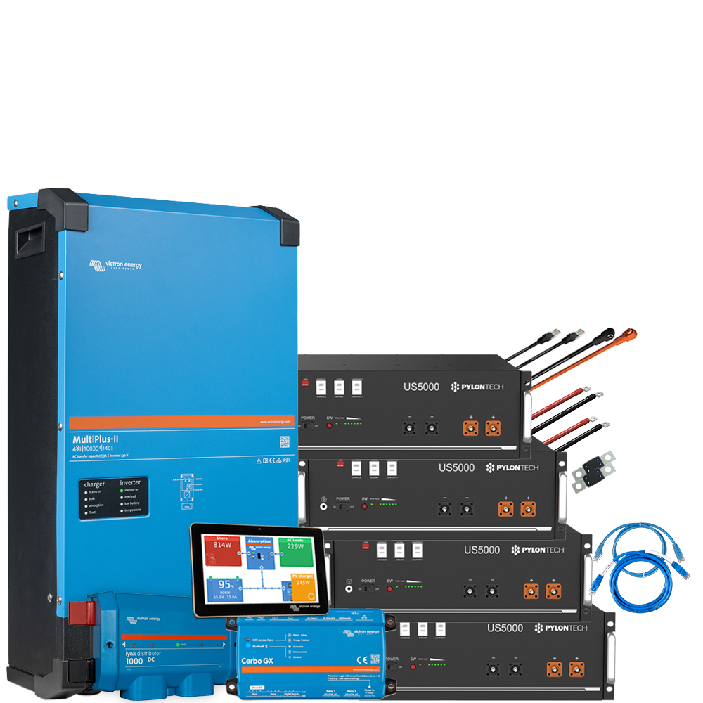 Backup system with Pylontech LiFePo4 storage and MultiPlus ii 48/5000 Victron Energy inverter 1-phase 19,2 kWh