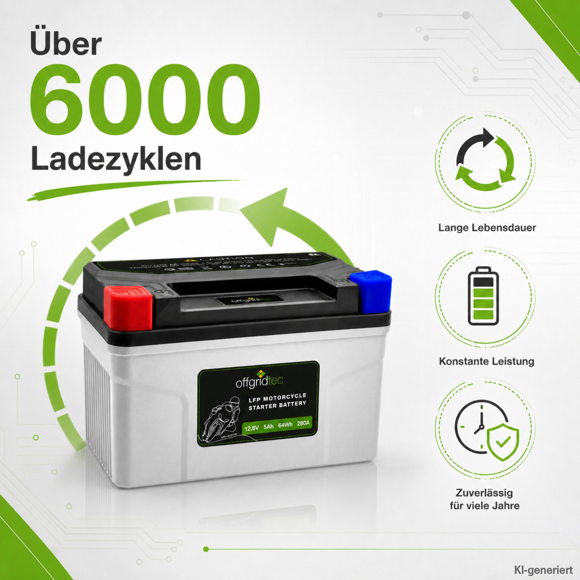 graue Motorradbatterie  - über 6000 Ladezyklen