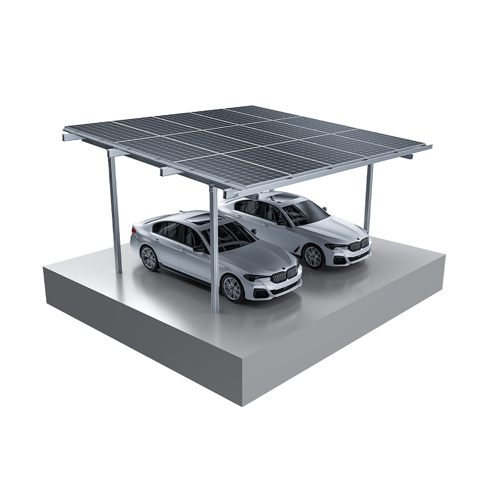 Aufgebautes 2er Carport mit PV-Modulen