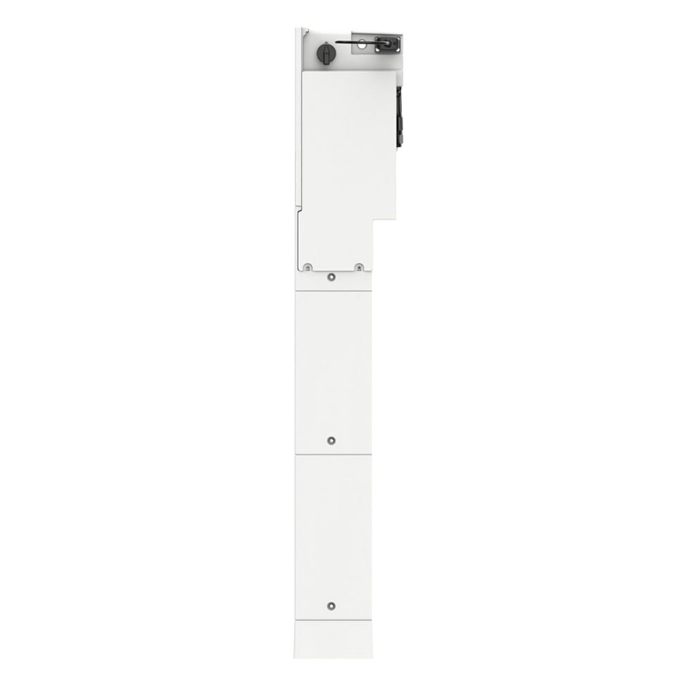 Seitenansicht rechts: weißen Solax X1-IES Speichersystems mit Wechselrichter, 2 Batterien und BMS Seitenansicht rechts: weißen Solax X3-IES Speichersystems mit Wechselrichter, 2 Batterien und BMS