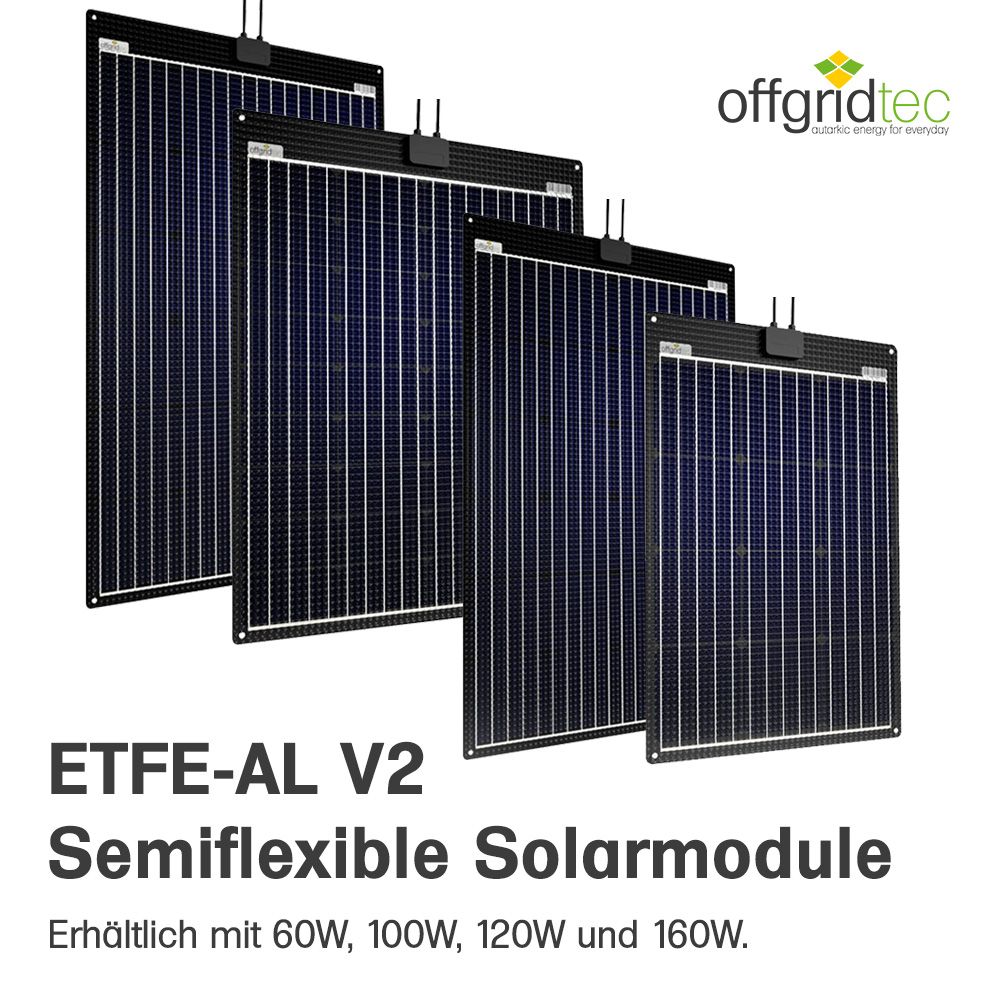 Offgridtec® ETFE-AL 160W V2 semi-flexible 18V solar panel